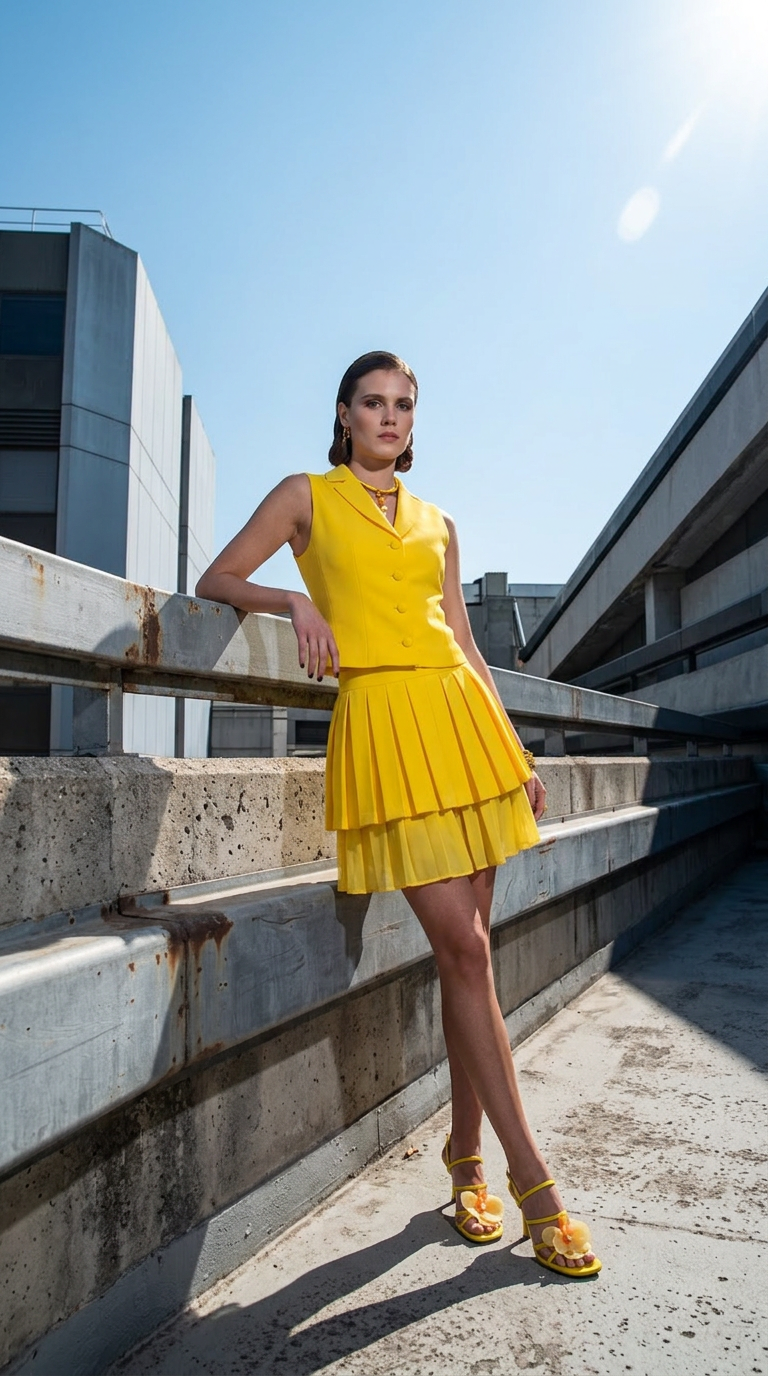 Citrine Pleated Skirt